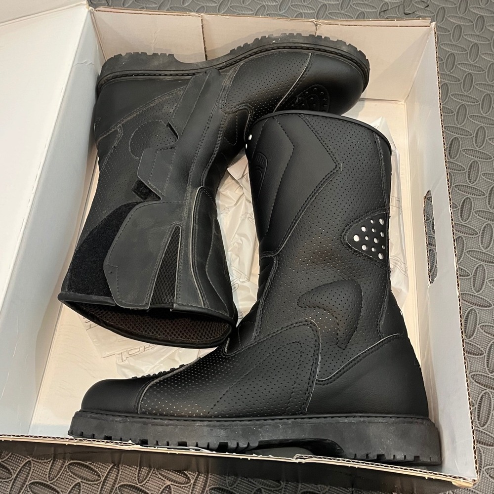 Sidi Tour Air Motorcycle Boots‎ Mens 8.5 Black Perforated Leather Touring Gear